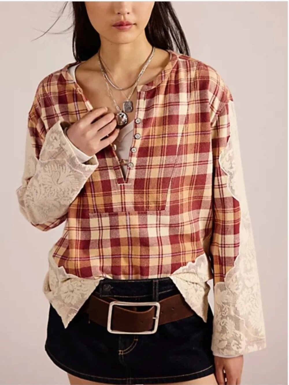 Free People NWT We The Free Sweet Nostalgia Henley shirt size S